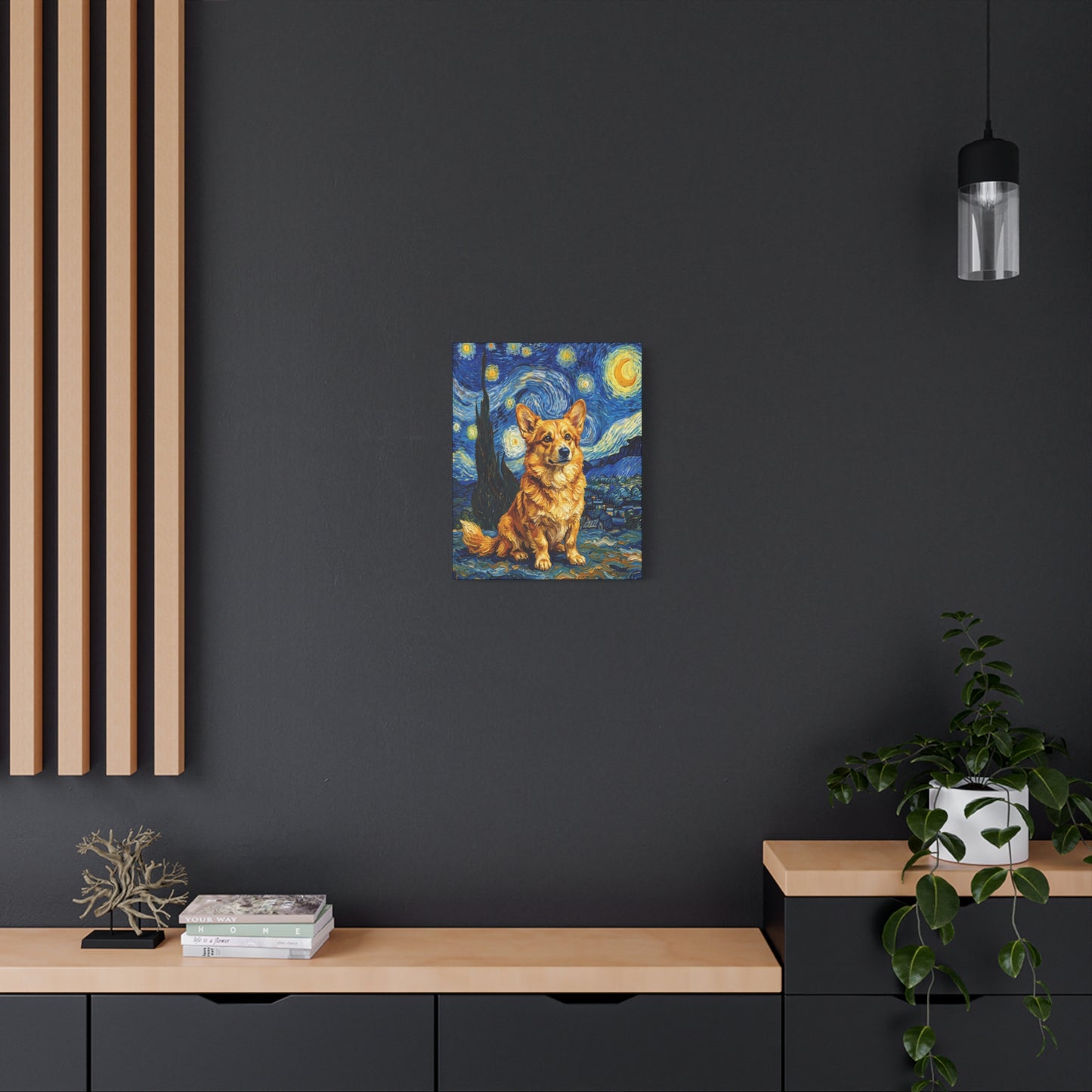 Custom Pet Portrait Canvas — Starry Night Style