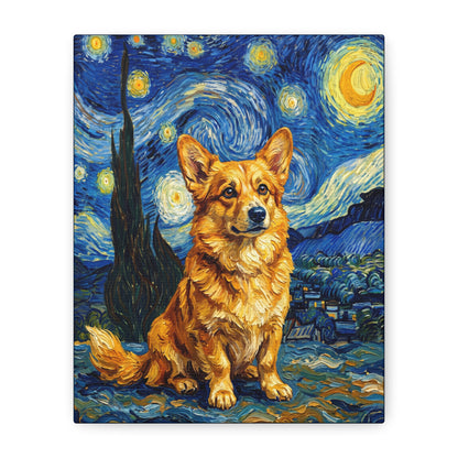 Custom Pet Portrait Canvas — Starry Night Style