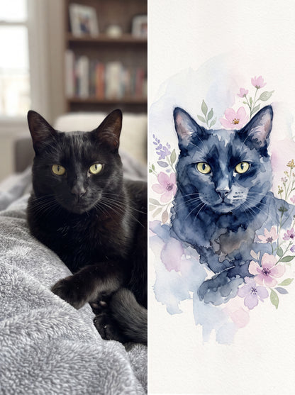 Custom Pet Portrait Canvas — Watercolor Style