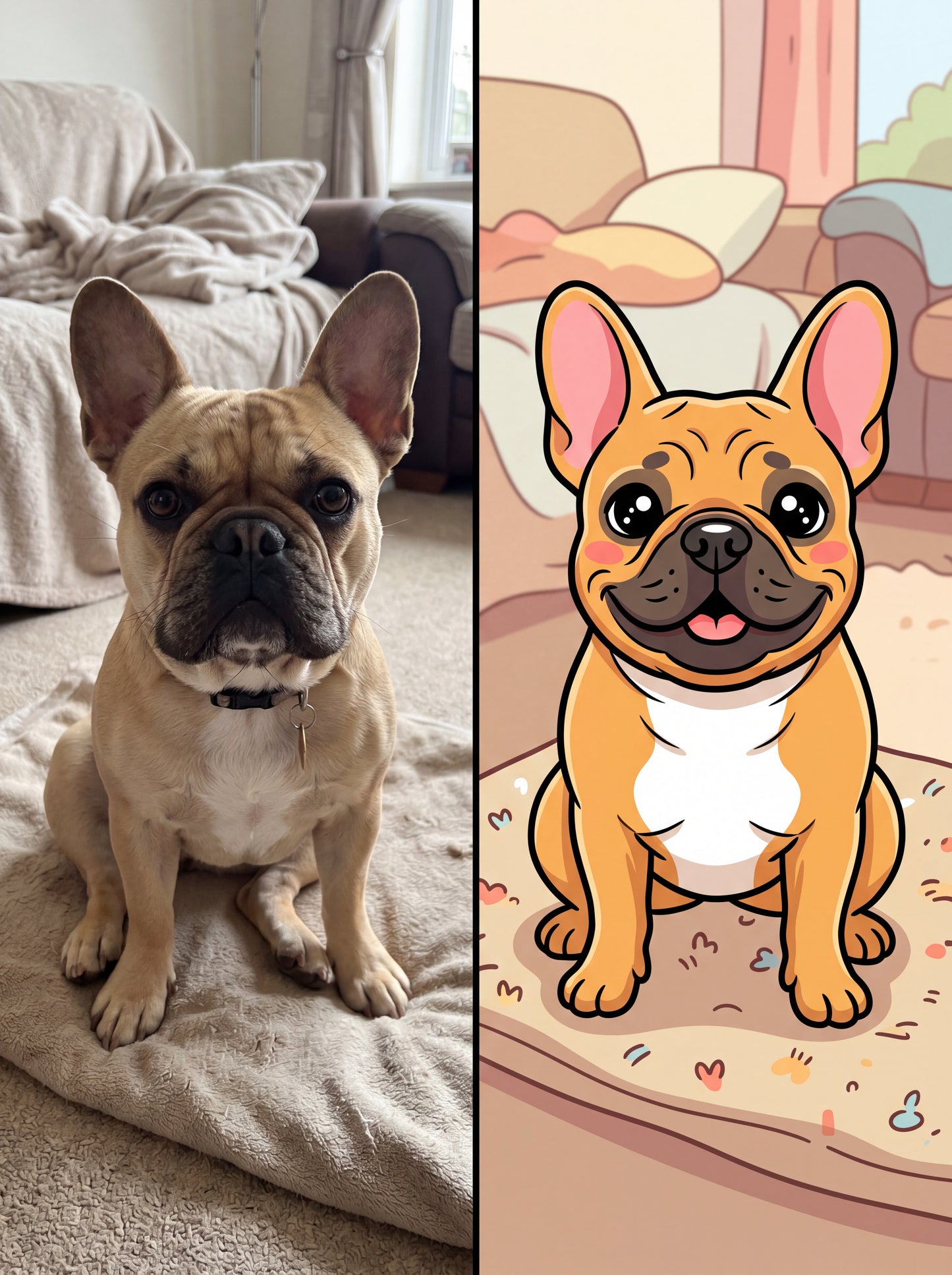 Custom Pet Portrait Canvas — Cartoon Style