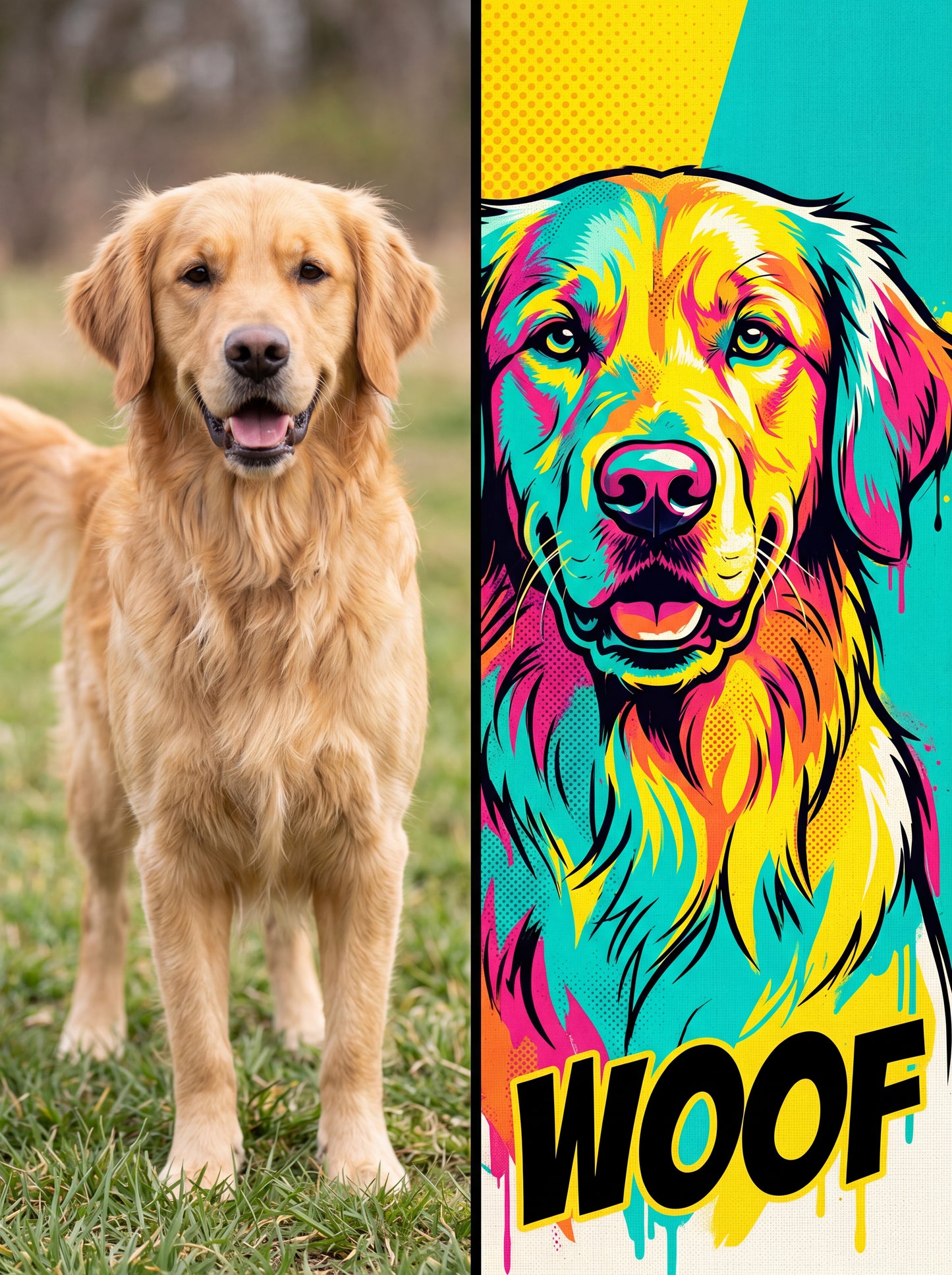 Custom Pet Portrait Canvas — Pop Art Style